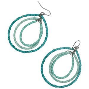 Artisanal Aqua & Teal Beaded Dangle Earrings